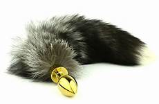 tail plug cat anal butt fox cosplay stainless steel gold faux