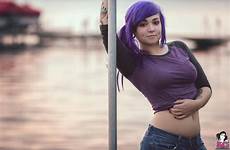 suicide girls purple hair vayda women piercing girl wallpaper pornstar outdoors tattoo blue body abdomen leg shoot photograph costume human