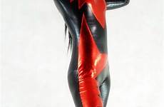 catsuit spandex red sexy shiny cosercosplay