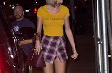 swift taylor style night york skirt clingy mini dinner arriving yellow after sept city top her tartan nyc arrives paired