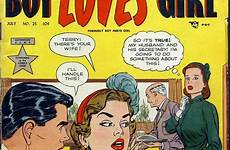 boy girl comic comics loves books girls romance covers love vintage romantic book cover meets boys golden age 1952 women