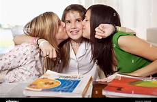 kissing girls friend alamy student