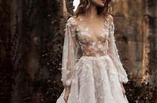 wedding dress sheer dresses naked long sleeves brides appliques bodice daring romantic floral line weddingomania