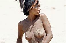 ling bai nipples topless actress beach hawaii boobs slip nip celebrity