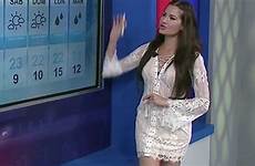 weather naked girl tv through dress white forecast nearly wearing presenting live mirror video