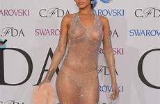 rihanna awards cfda fashion dress through naked sheer her award look adam icon show bra selman nude sexy thru hot