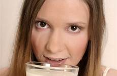 milk girl drinking stock chin glass preview dreamstime