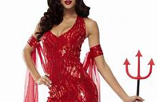 devil costume sexy queen costumes halloween sequined female adult dress outfits ladies womens red afkomstig biz van