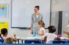 teacher tied classroom children female stock playful rope paper airplane holding boy girl using school