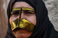 women mask muslim iran iranian gold masked persian traditional wear masks wearing people burqa arab face woman moustache pose lady