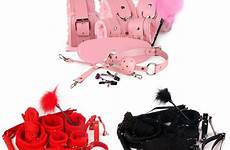 bondage toy sex handcuffs collar 10pcs restraint whip couple adult sexy set exotic pink red