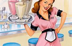 waitress diner pinup girl 1950s illustrations harry illustration has