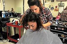 hair cut long girl her cuts barber haircut shop head lap choose board