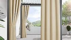 RYB HOME Outdoor Curtains for Patio - Blackout Waterproof Outside Curtains for Porch Pavilion Gazebo Weatherproof Wind Resistant, 1 Panel, 52 inches Wide x 63 inches Long, Biscotti Beige
