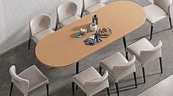 75" x 32" Expandable Dining Table - a Oval Wooden Table Top with Metal Legs, Space-Saving Extendable 59" to 75" Dining Kitchen Table (Natural)