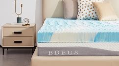 BDEUS 2 inch Memory Foam Mattress Topper, Queen Size Gel Infused Bed Pad ,Blue