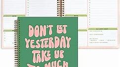 Undated Daily Planner Notebook 8.5x11, Cute Planner Notebook, Pink Green To Do List Notebook, Large Hardcover Spiral Schedule Notebook Planner, Inspirational Quote Planner Students Girls Teens