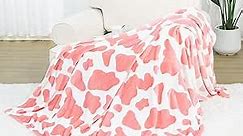 Soft Blanket Light Pale Pink Strawberry Fleece Blanket for Kids Lightweight Fuzzy Cozy Throw Blanket Gifts Stuff Home Decor for Girls Women Toddler