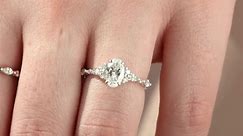 Oval cut Lab diamond engagement ring vintage Unique engagement ring white gold Marquise cut diamond wedding set Bridal ring Anniversary ring