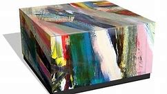 "Graffiti Rock Star I" by Jodi Fuchs Reverse Beveled Printed Art Glass Cocktail Table with Black Plinth Base - 36" x 18" x 36" - Bed Bath & Beyond - 36365723