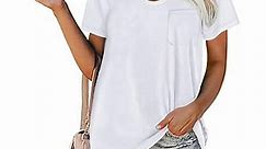 RXIRUCGD Womens Blouses Women Casual Short Sleeve Flared Sleeves Solid Loose T-Shirt Blouse Tops V Neck T Shirts for Women White 4XL - Walmart.ca