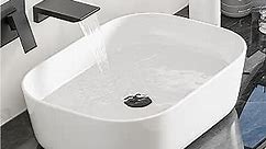 Bathroom Vessel Sink, Eridanus 18" x 13" White Vessel Sink Rectangular Bathroom Sink Porcelain Ceramic Vessel Sinks for Bathroom Vanity Sink Above Counter Basin