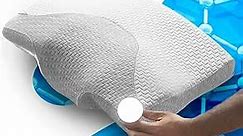 Contour Memory Foam Pillow for Neck Pain Relief with Graphene Therapy Pillowcase, Cervical Memory Foam Pillow, Ergonomic Pillow for Side, Back and Stomach Sleepers Made with Babassu Coconut Fiber
