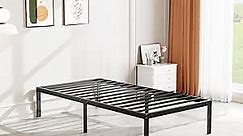 DUMOS Twin Size Bed Frame - Heavy Duty Metal Platform Bed Frames, 14" Height Storage Under Black Bed Frame, Sturdy Steel Slat Support, No Box Spring Needed, Noise Free