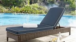 Crosley Bradenton Outdoor Wicker Chaise Lounge with Navy Cushions - Bed Bath & Beyond - 14787866