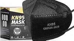 KN95 Face Masks Black Adults - 100 Pack KN95 Disposable Comfortable 5-Layer Safety Face Masks & 5 Adjustable KN95 Masks Extender Masks Large Size