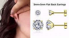 Tiny CZ Stud Earrings,Flat Screw Back Cubic Zirconia Earrings Helix Earrings Cartilage Tragus Piercing Jewelry Gift for Women Girls