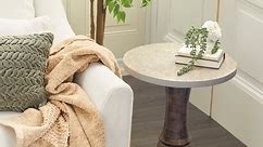 Gray or Black Mango Wood Handmade Distressed Accent Table with Wood Chip Inspired Tabletop - Bed Bath & Beyond - 32066142