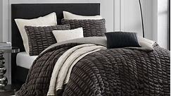 KARL LAGERFELD PARIS Ruched Faux Fur Comforter Set - Bed Bath & Beyond - 39076794