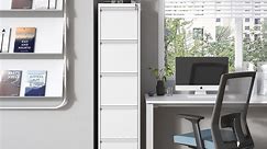 IKIMI 5 Drawer File Cabinet with Lock,Metal Filing Cabinets,White Vertical File Cabinet for Home Office,Heavy Duty Metal Storage Cabinet for A4/Letter/Legal Size File
