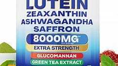 Lutein and Zeaxanthin Supplements 8000 MG Eye Vitamins with Saffron for Eye Health Supplements for Adults, Infused with Glucomannan, Ashwagandha, Green Tea Extract Vision Support (60 Caps)