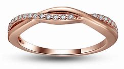 Sterling Silver Rose Gold Wedding Band for Women Half Eternity Cz Anniversary Ring by Ginger Lyne Collection