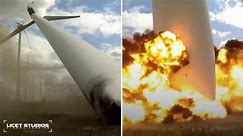 The Moment a 230 Foot Tall Wind Turbine Was Blown to Pieces in a Controlled Demolition