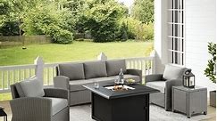 Bradenton 5Pc Wicker Sofa Set W/Fire Table - 169 W x 118 D x 32.5 - Bed Bath & Beyond - 31974588