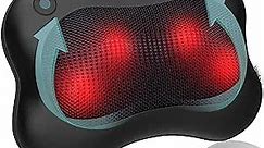 Zyllion Shiatsu Back and Neck Massager with Heat - 3D Kneading Deep Tissue Electric Massage Pillow for Chair, Car, Muscle Pain Relief on Shoulders, Legs, Foot - Black (ZMA-13)