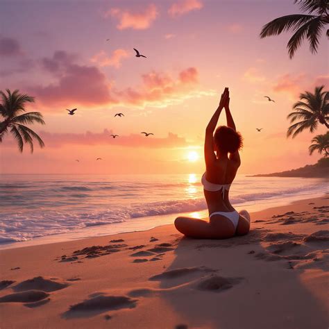 FLUX prompt: A serene beach scene at sunrise, with a brow...