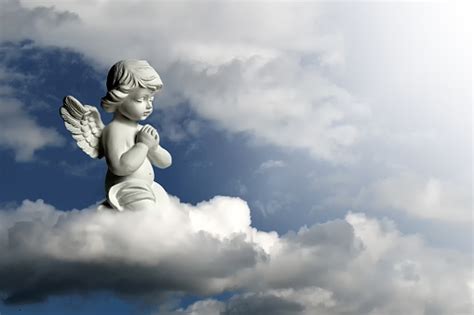 See more ideas about angel readings, angel messages, angel. Guardian Angel Kneeling And Praying Angel Guardian On The ...