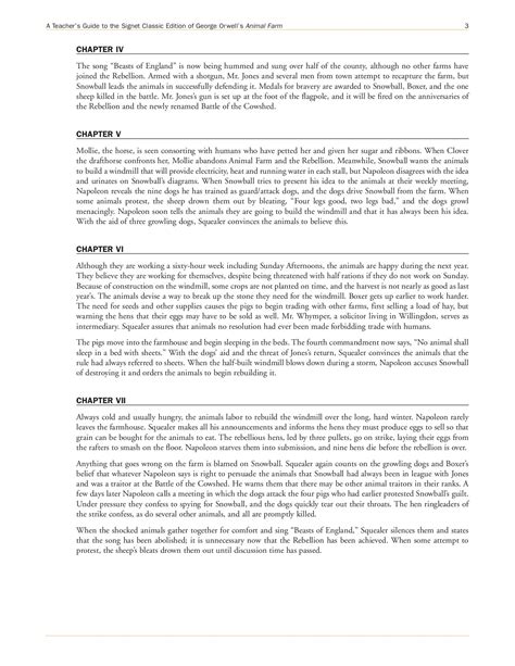 He would always put the farm first and try to achieve everyone's needs. Louis: Animal Farm Chapter 5 Snowball Vs Napoleon Answer Key