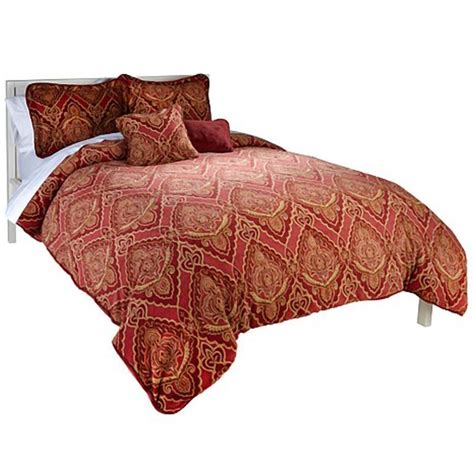 The comprehensive set has a comforter, a bedsheet, and two pairs of the set also brings warmth and comfort to your bedroom and uplifts the look of your decor. HIGHGATE MANOR 5 Piece Comforter Set, Red Paisley QUEEN # ...