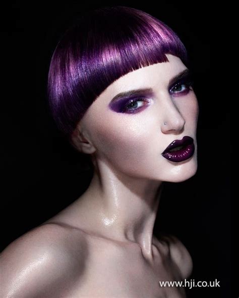 2014 smooth vibrant purple with graphic fringe - Hairstyle ...