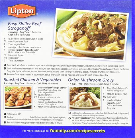 Lipton recipe secrets soup and dip mix for a delicious meal savory herb with garlic great with your favorite recipes, dip or soup mix 2.4 oz, pack of 12. lipton onion mushroom soup mix recipes