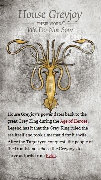 For the histories & lore special feature, see: Game of Thrones: Game of Thrones Houses