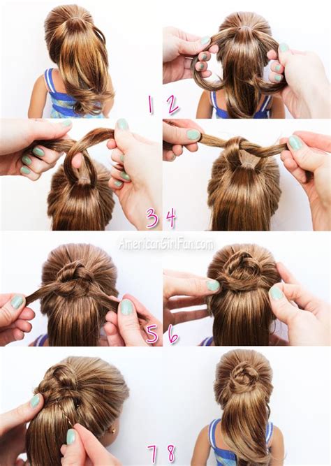 This diy activity kit features basic, intermediate, and advanced hairstyles to help improve your skills the more you style. Doll Hairstyle: Fancy Ponytail! | American girl doll ...