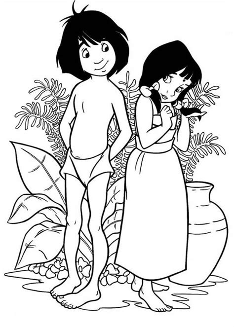 Disney coloring pages of winnie the pooh, disney princesses, jungle book and all other favorites. Shanti Feeling Shy To Mowgli In Jungle Book Coloring Pages ...