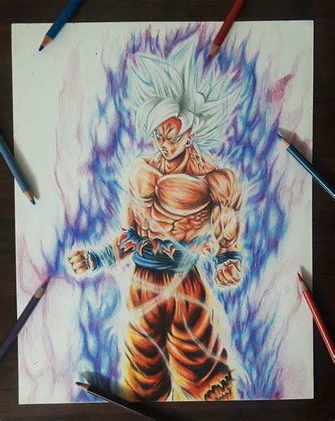 You can also explore more drawing images under this topic and you can easily this page share with. Fanart Goku Mastered Ultra Instinct Color pencil drawing ...