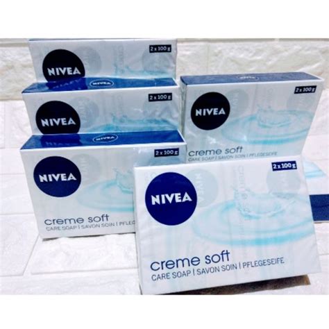 Caring soap that gently cleanses & cares for your skin. Nivea Creme Soft Soap Bar - 2 x 200 grams imported ...